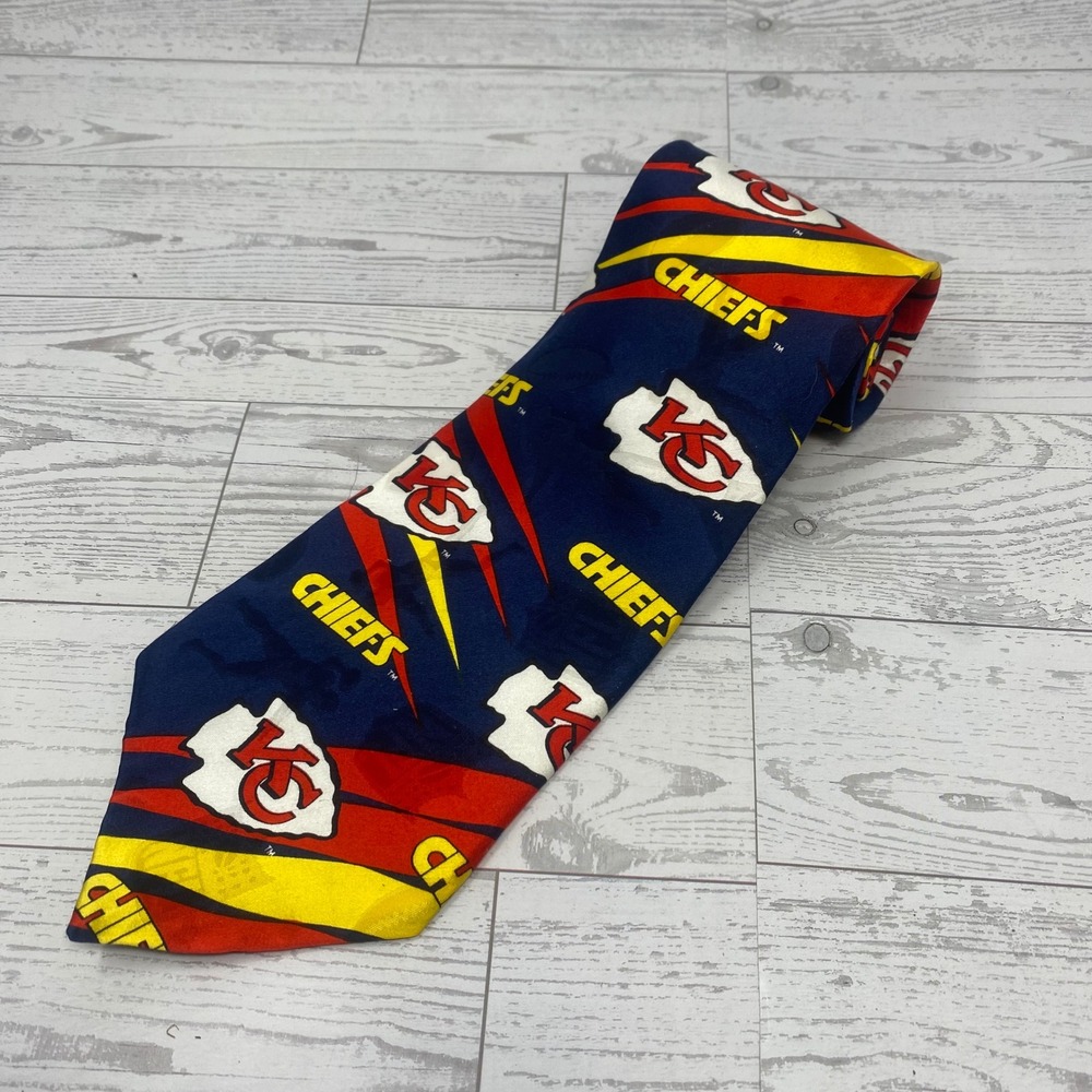 Kansas City Chiefs NFL Silk Necktie Mens Blue Red Yellow Football Tie